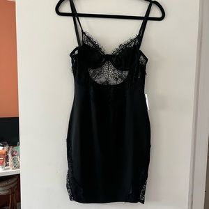 Black Lace Detail Mini Dress